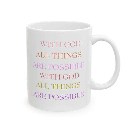 Mug - Christian Inspirational - Pink Minimalistic Design - With God All Things Are Possible
