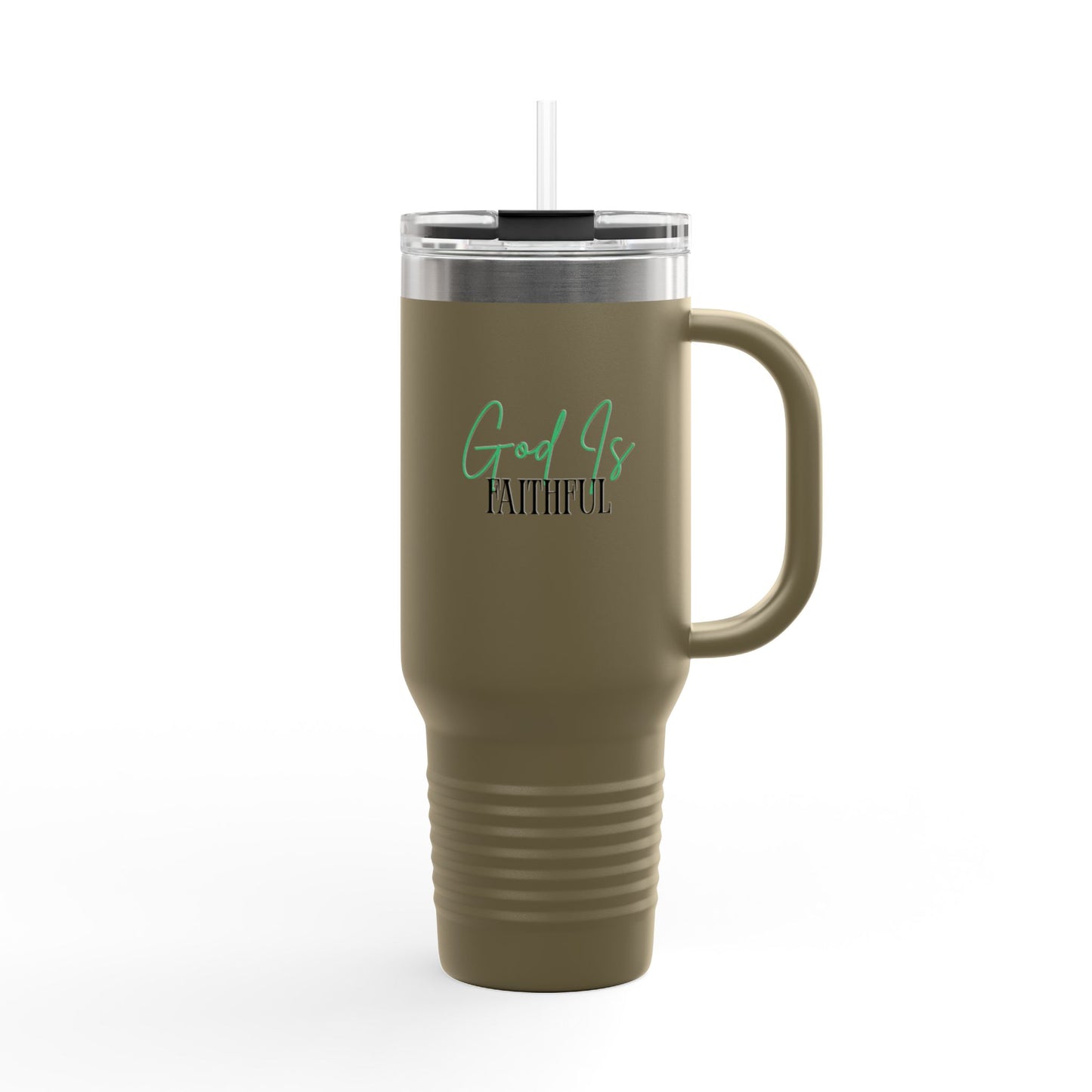 40oz Insulated Travel Mug - Water Tumbler with Christian Message 'God Is Faithful'