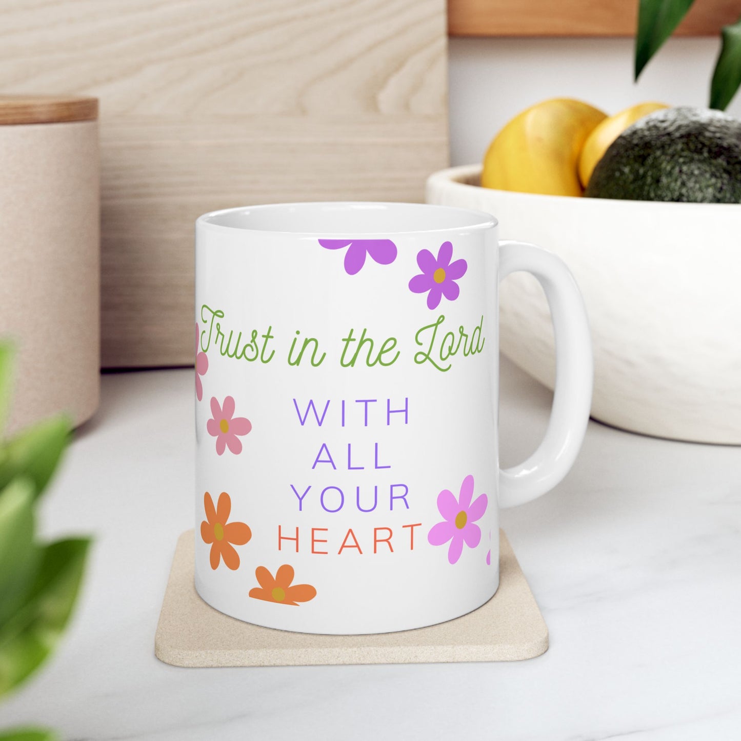 Floral Inspirational Ceramic Mug, Motivational Coffee Cup, Flower Design Gift for Friends, Cute Tea Mug, Positive Daily Reminder