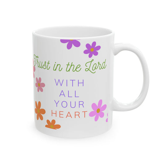 Floral Inspirational Ceramic Mug, Motivational Coffee Cup, Flower Design Gift for Friends, Cute Tea Mug, Positive Daily Reminder