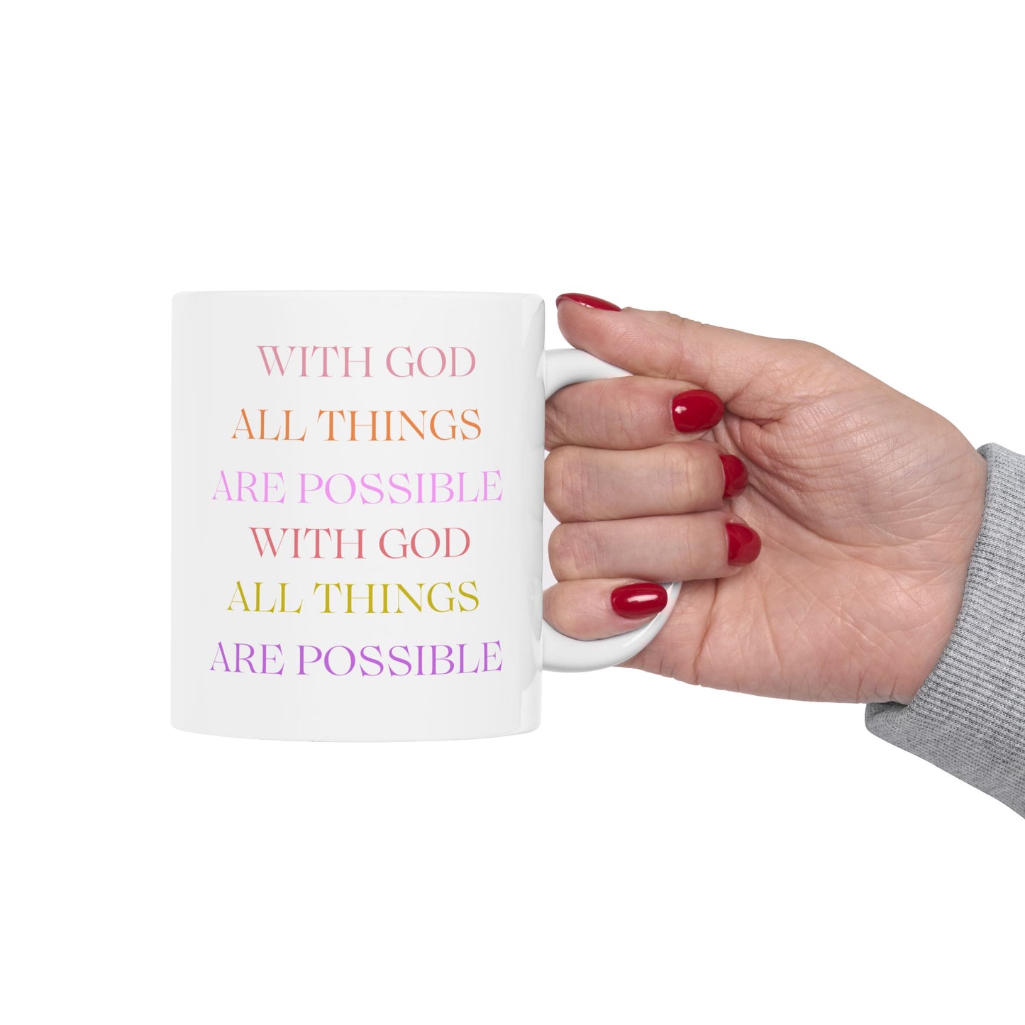 Mug - Christian Inspirational - Pink Minimalistic Design - With God All Things Are Possible
