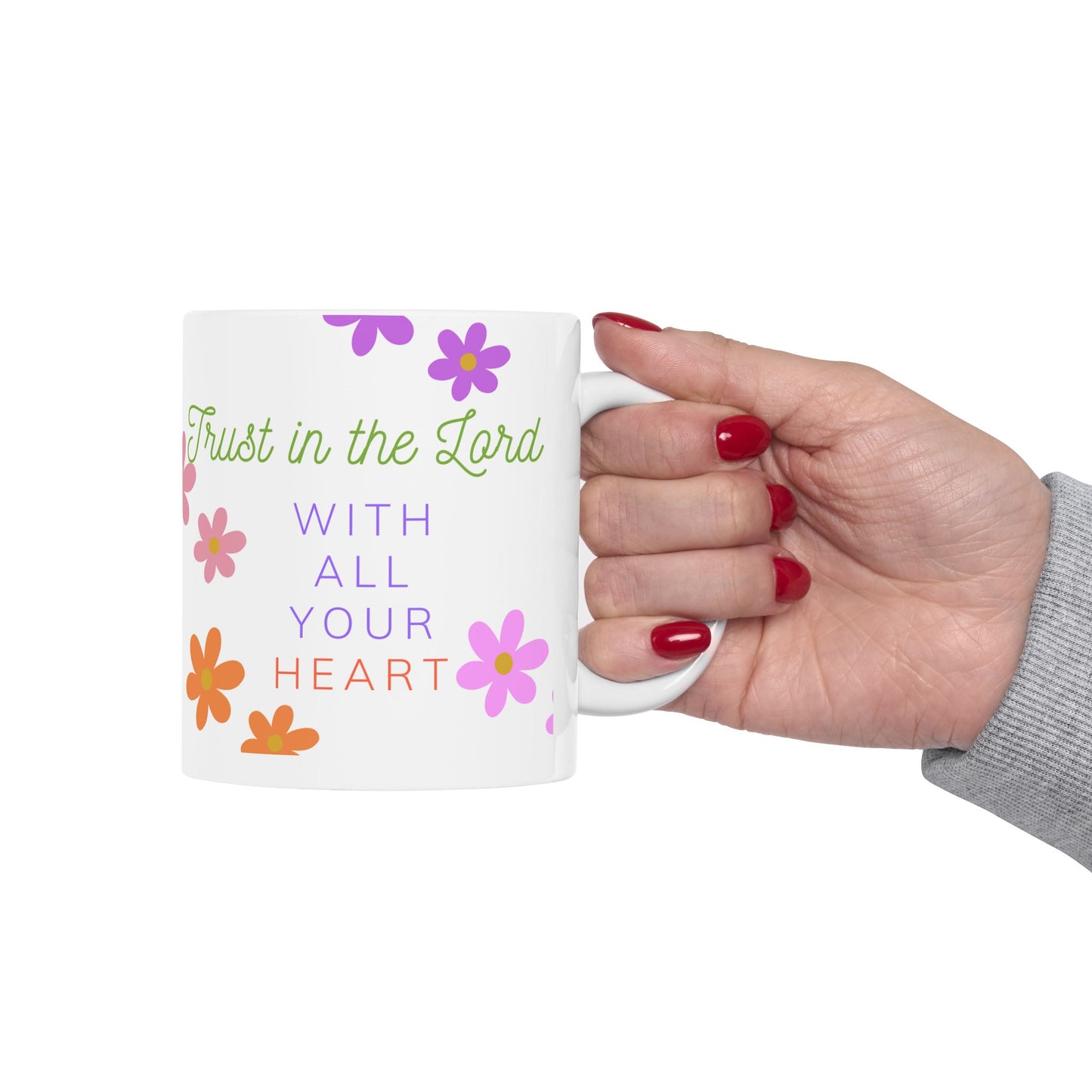 Floral Inspirational Ceramic Mug, Motivational Coffee Cup, Flower Design Gift for Friends, Cute Tea Mug, Positive Daily Reminder
